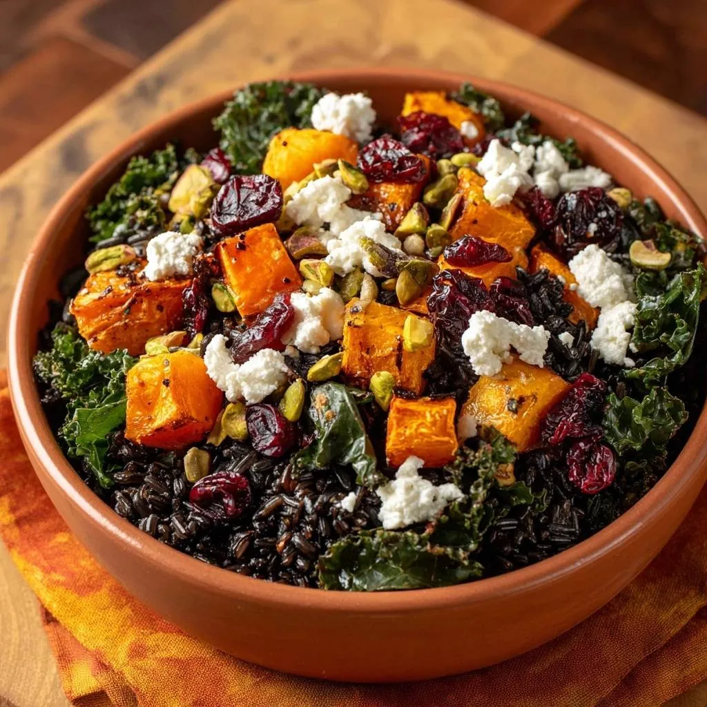 Roasted Butternut Black Rice Kale Bowl Recipe - recipe image