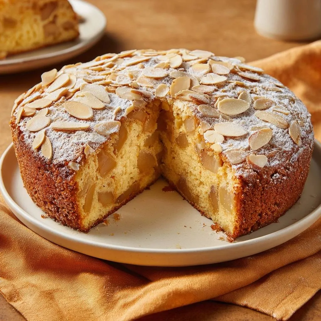Rustic Pear Almond Cake: Anti-Sinking Fruit Technique - recipe image