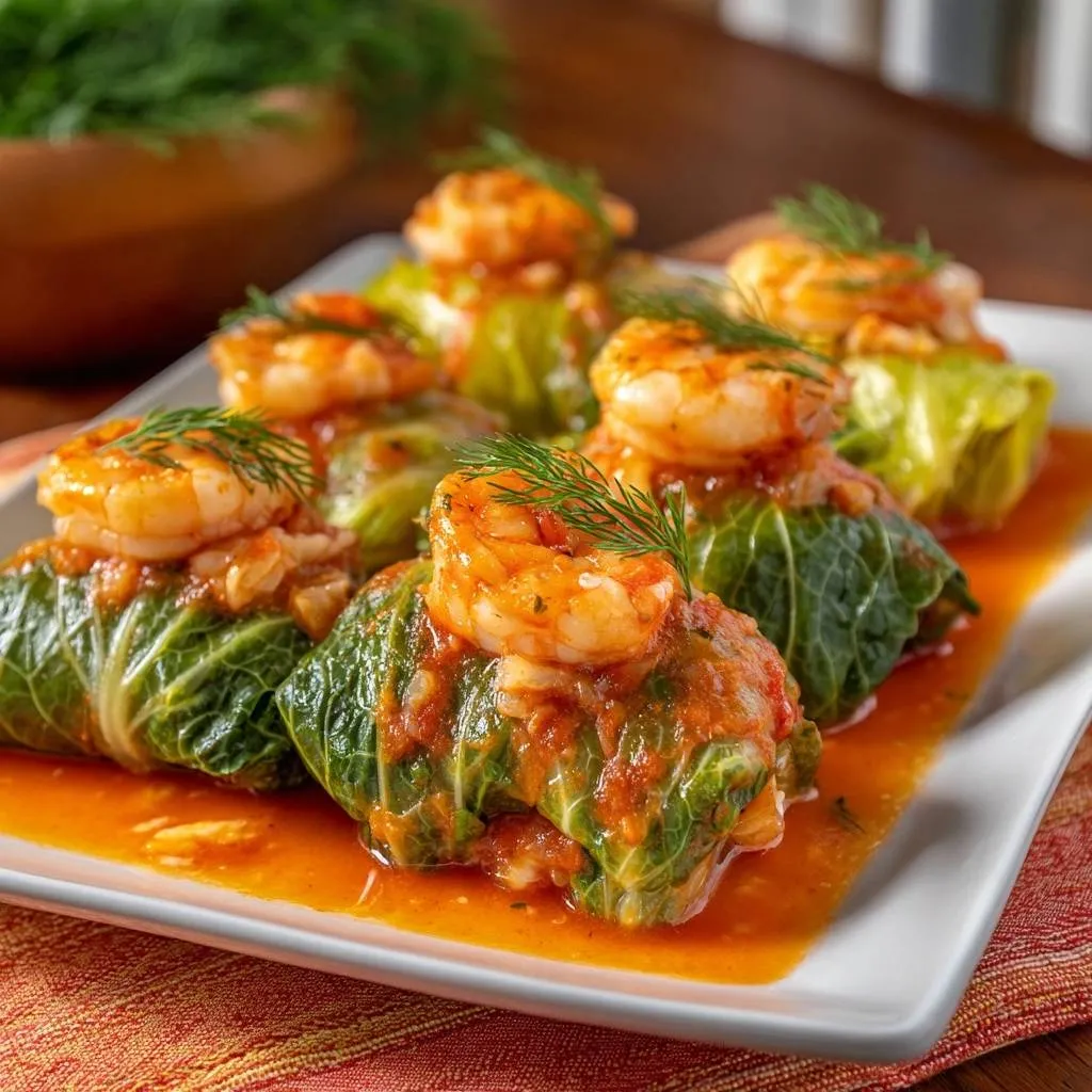 Shrimp Dill Cabbage Rolls: Tear-Free Technique - recipe image
