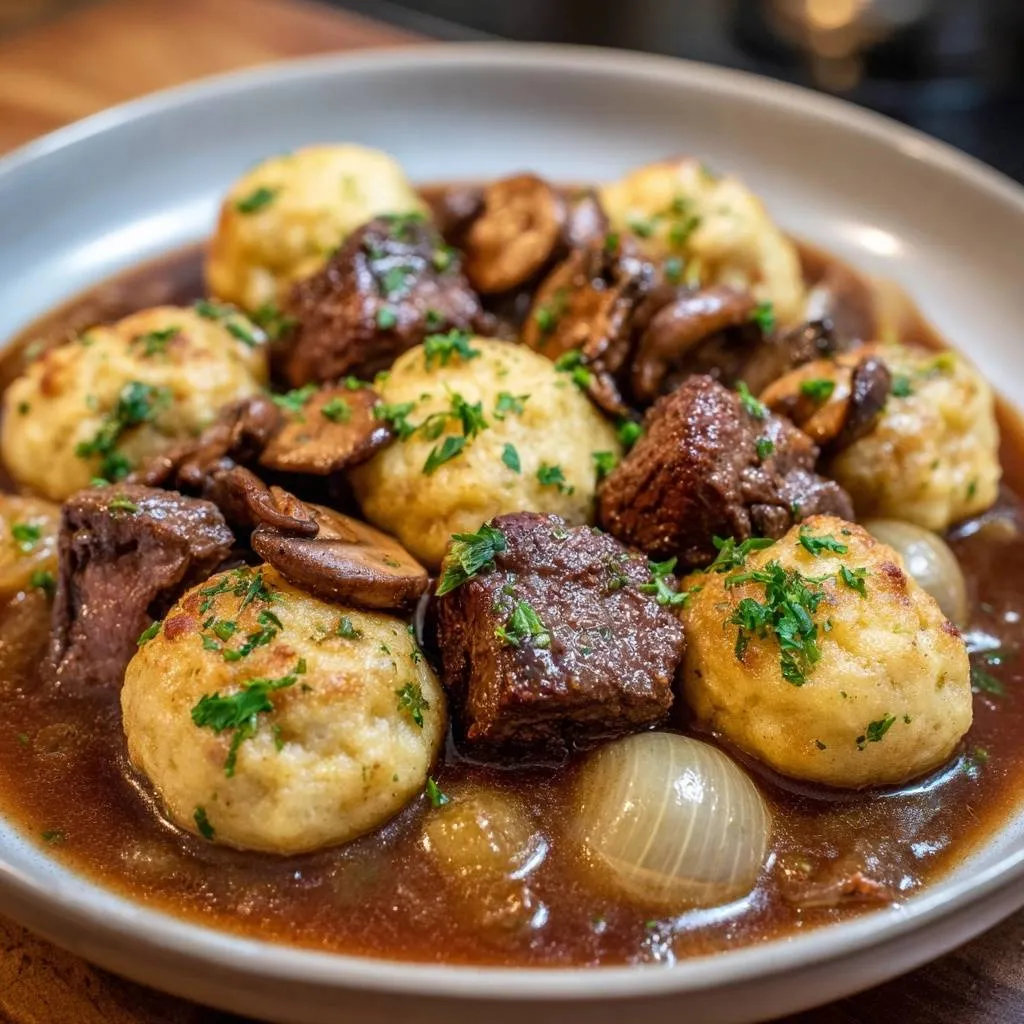 Slow-Simmered Beef Stew with Herb Dumplings - recipe image