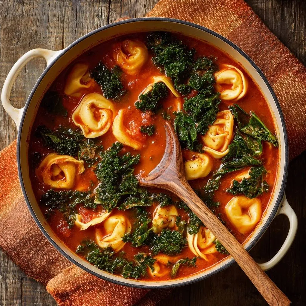 Tomato Kale Tortellini Soup: Firm Pasta Every Time - recipe image