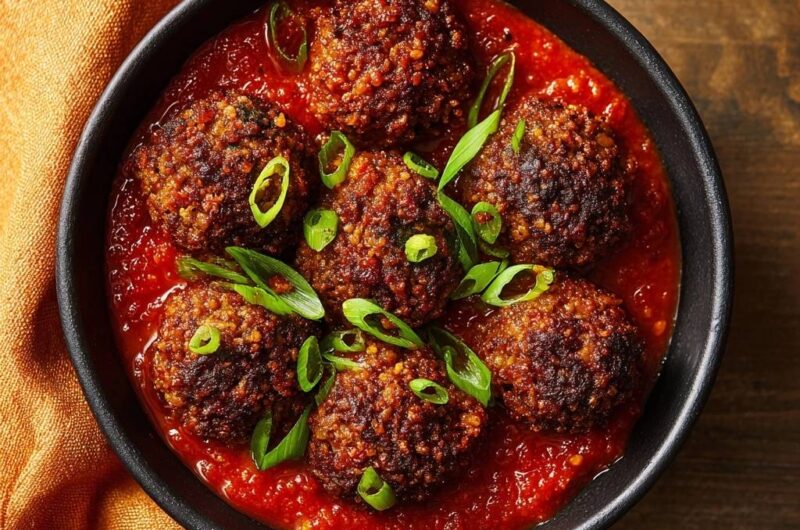 Crispy Pan-Seared Meatballs in Zesty Marinara