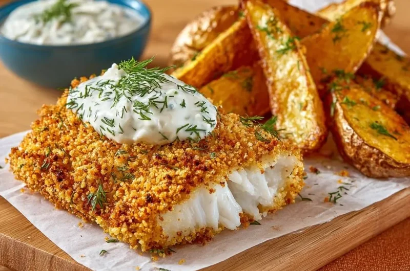 Crispy Panko Crusted Cod and Potato Wedges