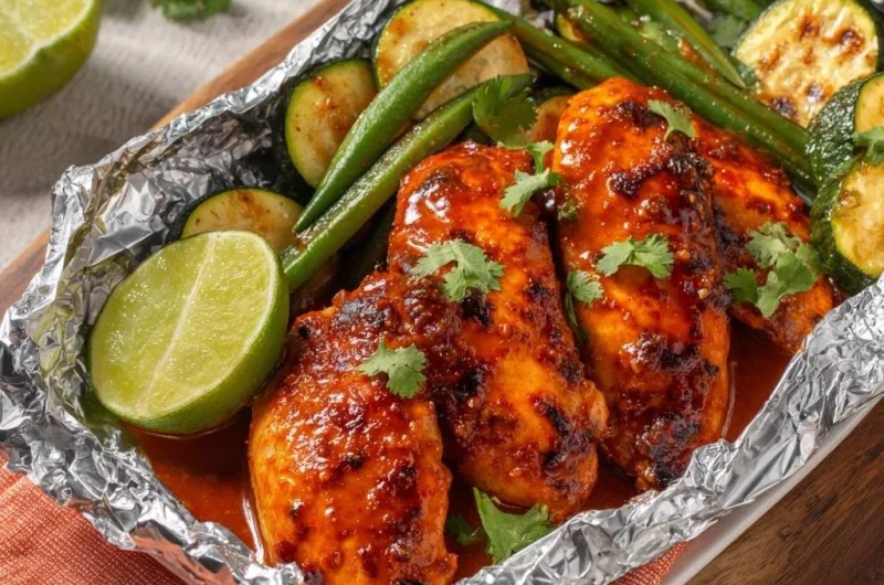 Chili Lime Chicken and Zucchini Foil Packets