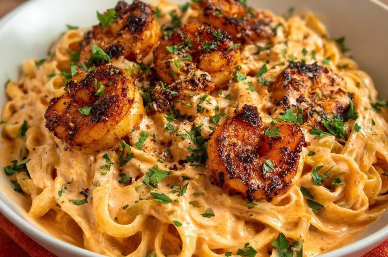 Creamy Cajun Shrimp Fettuccine