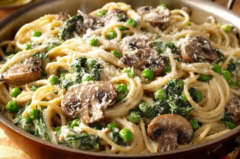 Creamy Mushroom and Spinach Spaghetti