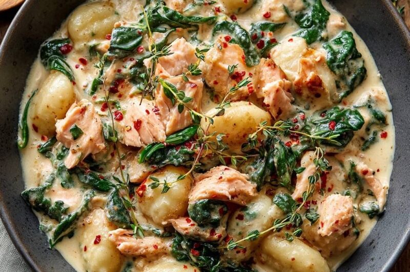 Creamy Salmon and Spinach Gnocchi