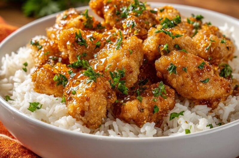 Crispy Honey Garlic Chicken Bites