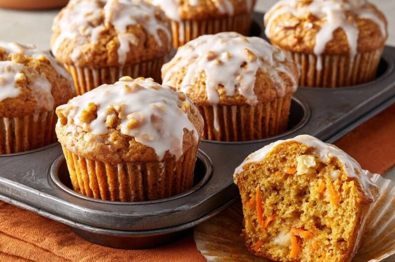 Glazed Carrot Walnut Muffins