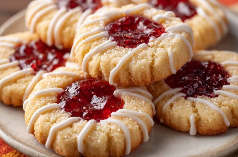 Glazed Raspberry Thumbprint Cookies