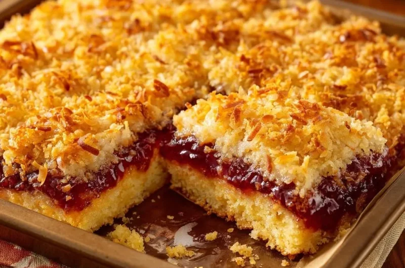 Raspberry Coconut Jam Bars