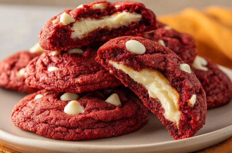 Red Velvet Cheesecake Stuffed Cookies