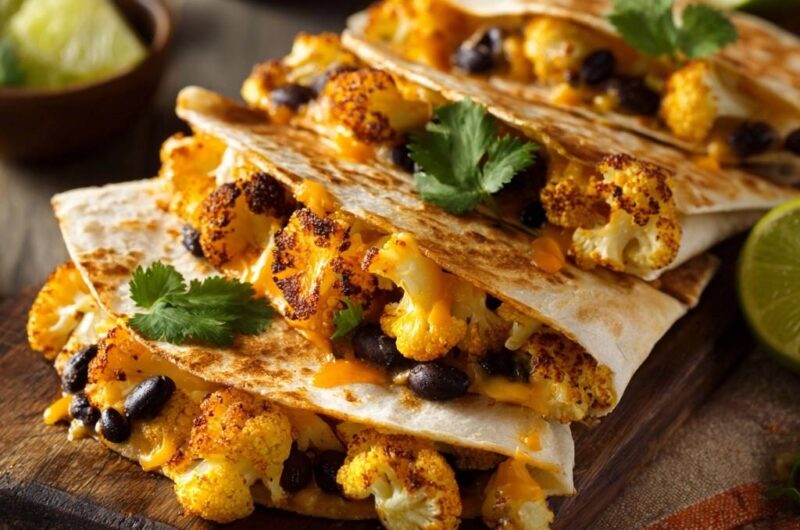Roasted Cauliflower and Black Bean Quesadillas