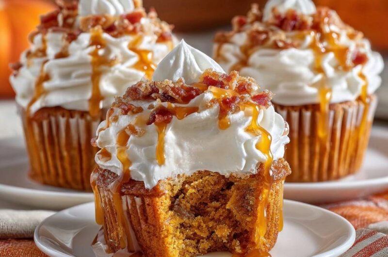 Salted Caramel Pumpkin Bacon Cupcakes