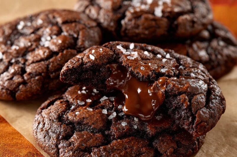 Salted Molten Lava Brownie Cookies