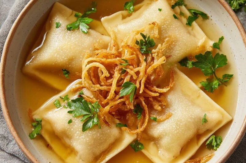 Savory Maultaschen in Clear Broth