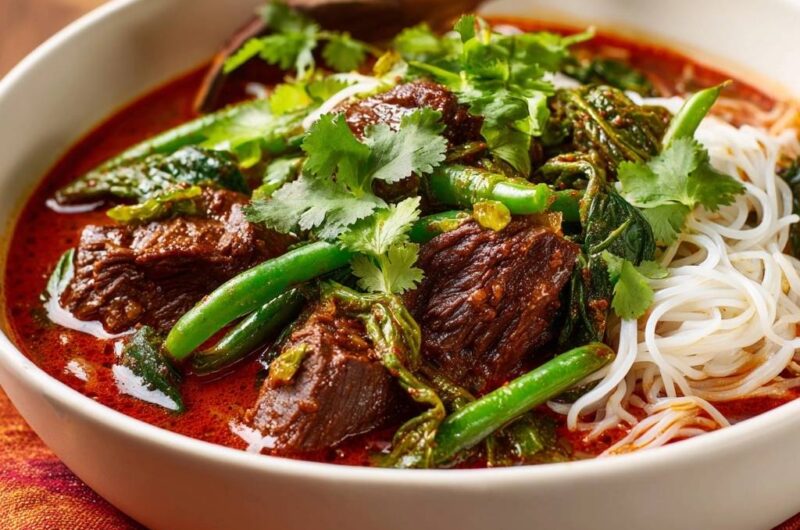 Slow Cooked Red Curry Beef Noodles