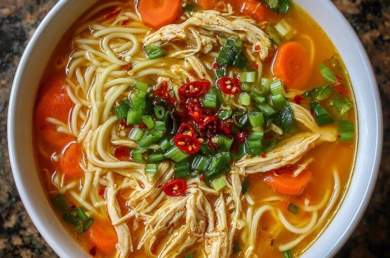 Spicy Shredded Chicken Noodle Soup