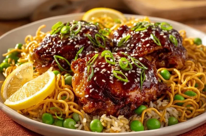 Sticky Glazed Sesame Chicken Thighs