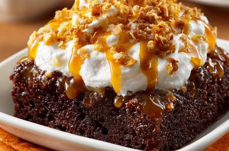 Caramel Toffee Poke Cake