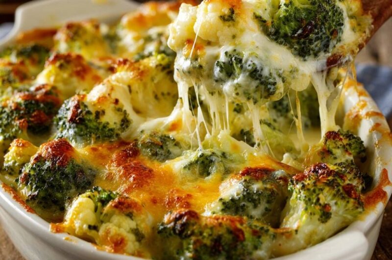 Cheesy Broccoli Cauliflower Bake