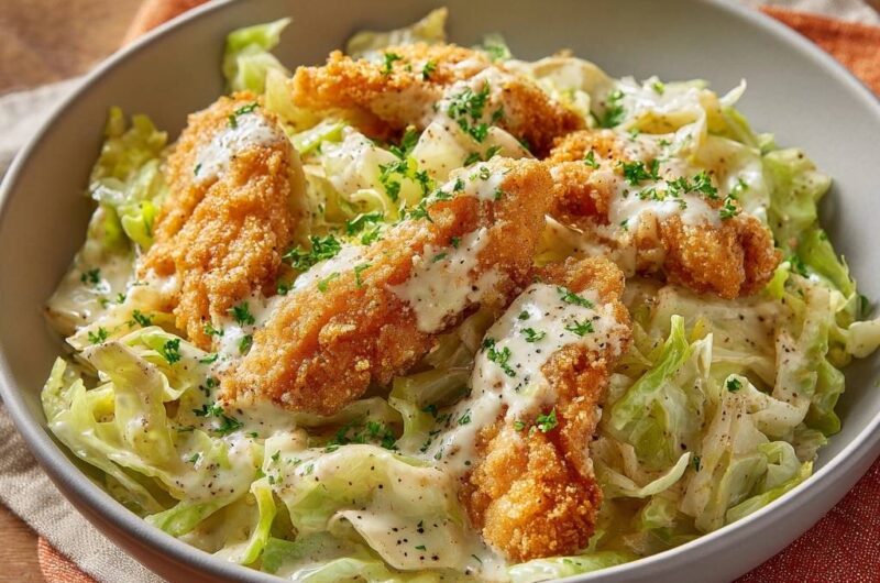 Crispy Chicken and Creamy Cabbage Bowl