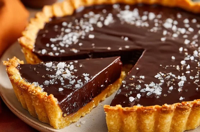 Salted Dark Chocolate Ganache Tart with Salted Caramel Layer