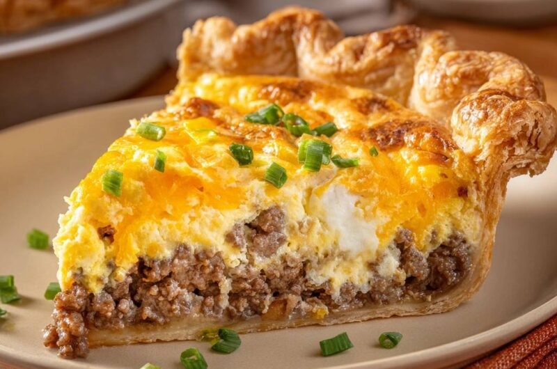 Savory Beef and Cheddar Breakfast Pie
