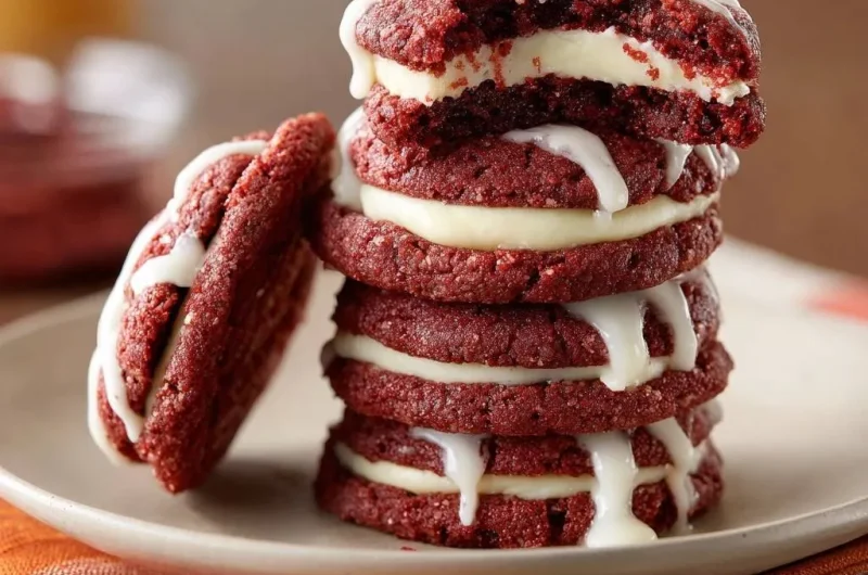 Red Velvet Cream Cheese Sandwich Cookies