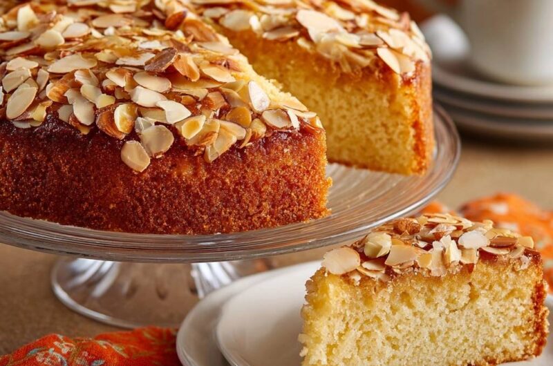 Glazed Toasted Almond Cake