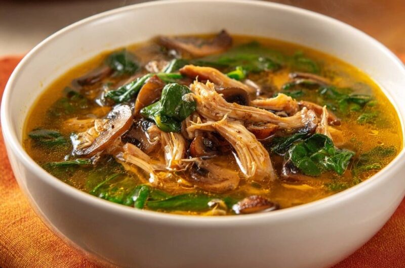 Shredded Chicken and Mushroom Soup