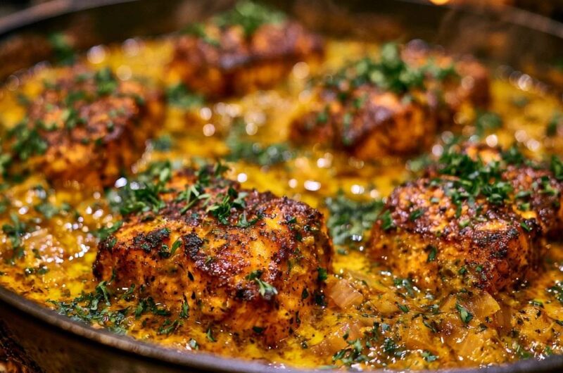 Blackened Creamy Garlic Butter Salmon