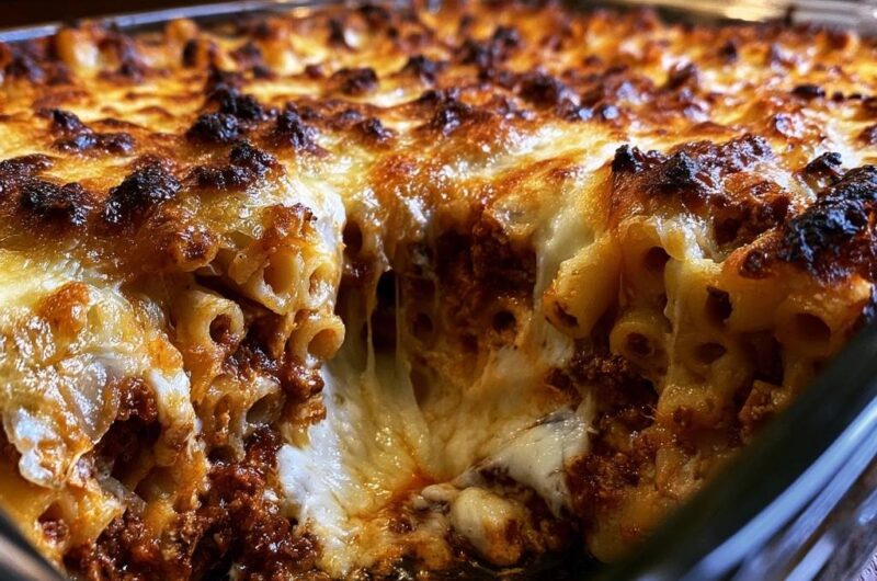 Cheesy Baked Ziti with Meat Sauce