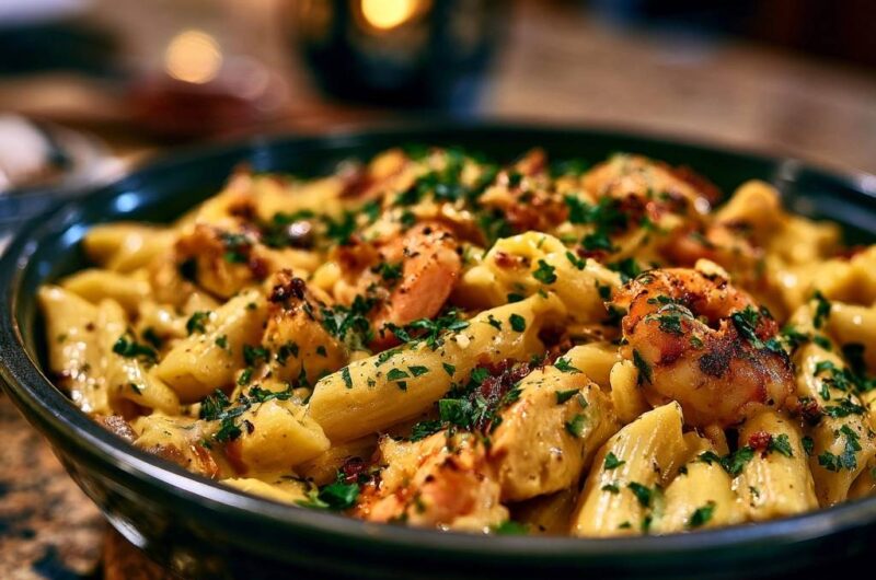 Creamy Cajun Shrimp and Chicken Penne