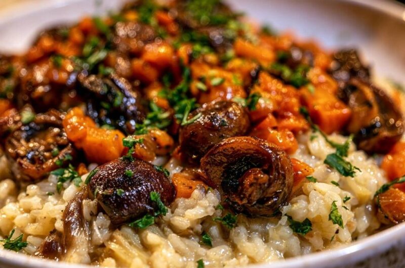 Creamy Roasted Mushroom and Carrot Risotto