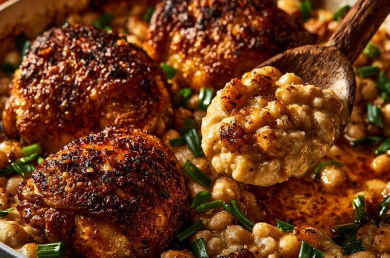 Crispy Skillet Chicken and Creamy White Beans