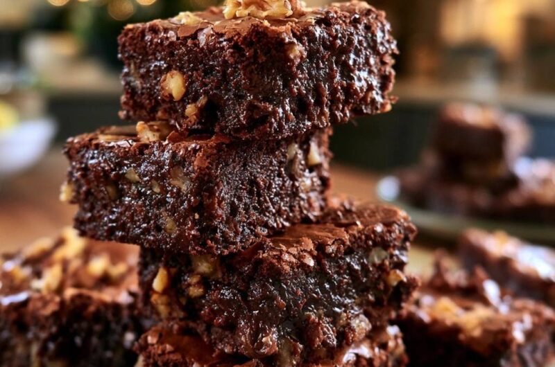 Fudgy Walnut Dark Chocolate Brownies