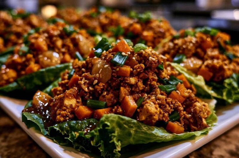 Savory Chicken and Tofu Lettuce Wraps