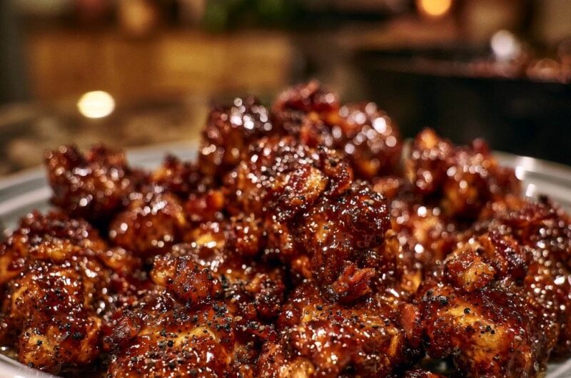 Sticky Black Pepper Glazed Chicken Bites