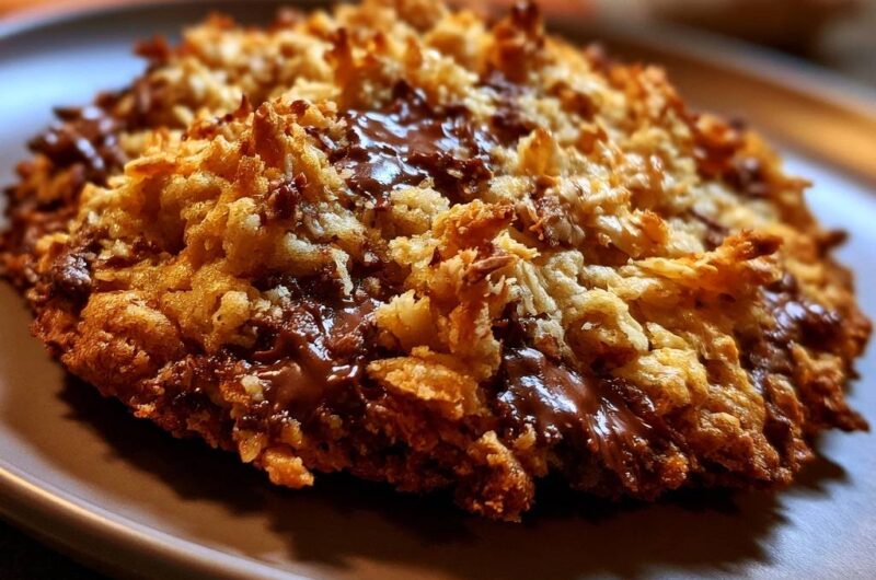 Giant Chocolate Drizzled Coconut Macaroon