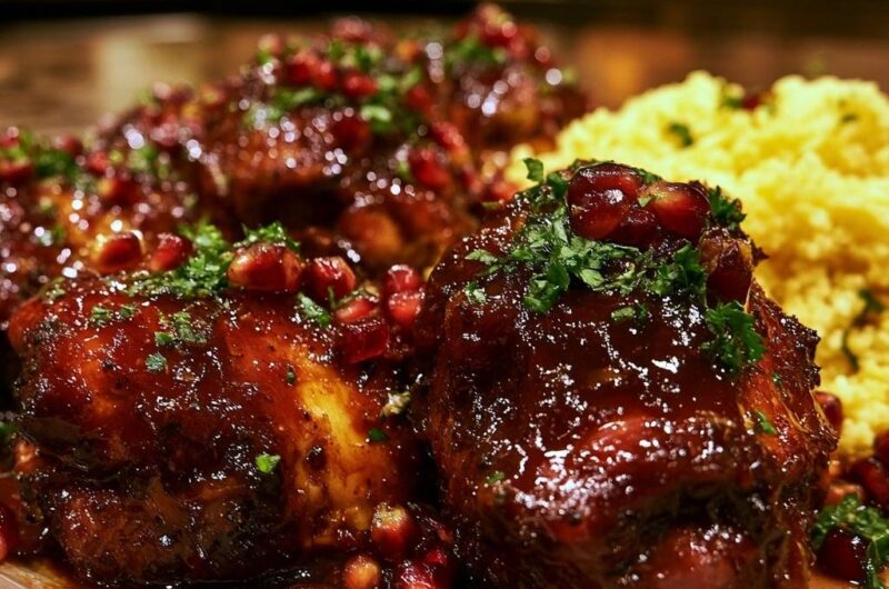 Pomegranate Glazed Roasted Chicken Thighs