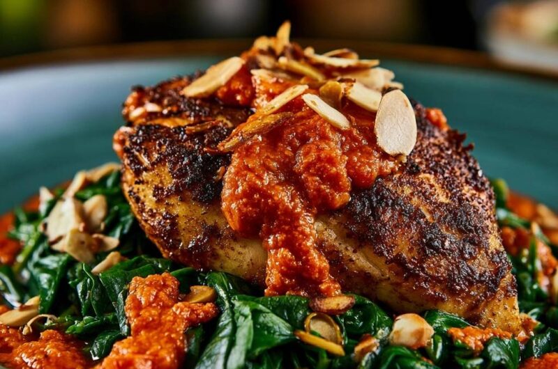 Romesco Roasted Chicken and Spinach